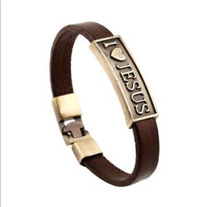 I Love JESUS Leather Bracelet